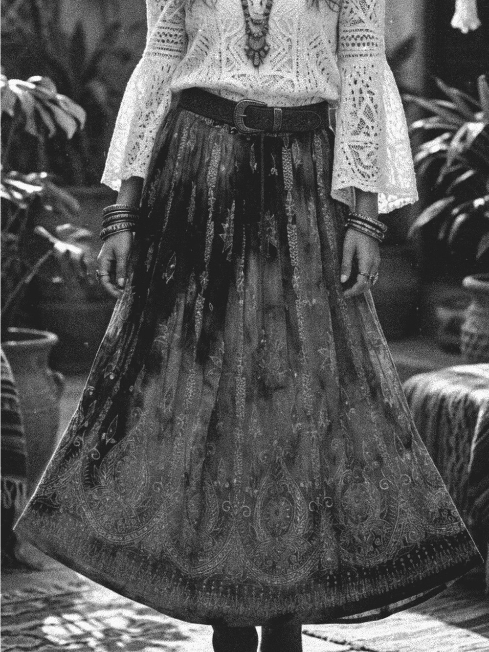 NEW BOHEMIAN Boho Multi-Color Maxi Skirt HIPPIE WESTERN